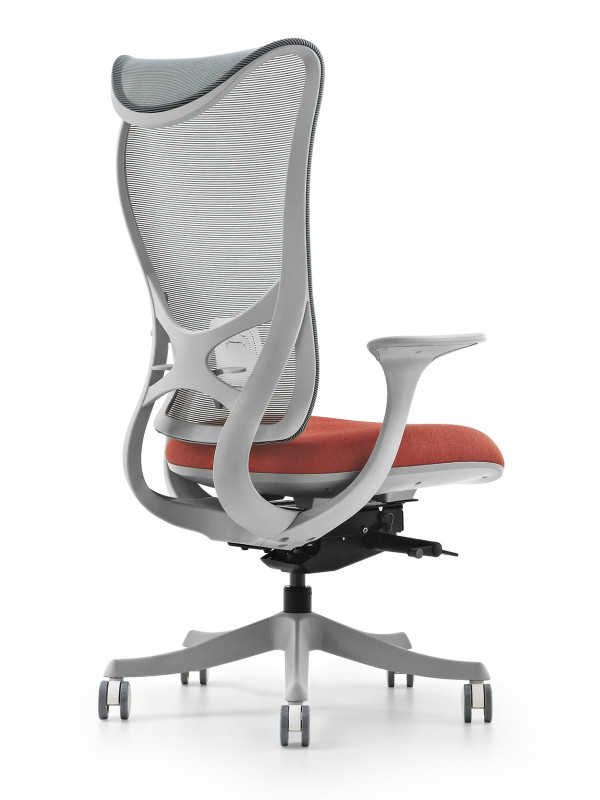 WESTHOLME Nanoflex - Fully Adjustable Desk Chair, Big and Tall Mesh Office Chair - Comfortable Ergonomic Desk Chair - Gaming Office Chair - Grey Frame - Red/Orange Foam Seat