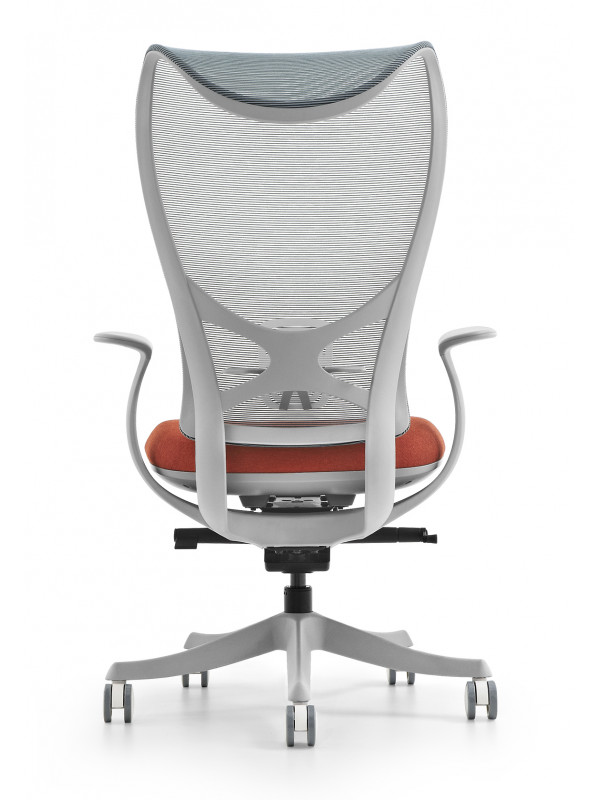 WESTHOLME Nanoflex - Fully Adjustable Desk Chair, Big and Tall Mesh Office Chair - Comfortable Ergonomic Desk Chair - Gaming Office Chair - Grey Frame - Red/Orange Foam Seat