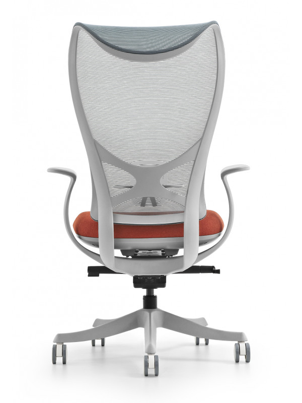 WESTHOLME Nanoflex - Fully Adjustable Desk Chair, Big and Tall Mesh Office Chair - Comfortable Ergonomic Desk Chair - Gaming Office Chair - Grey Frame - Red/Orange Foam Seat